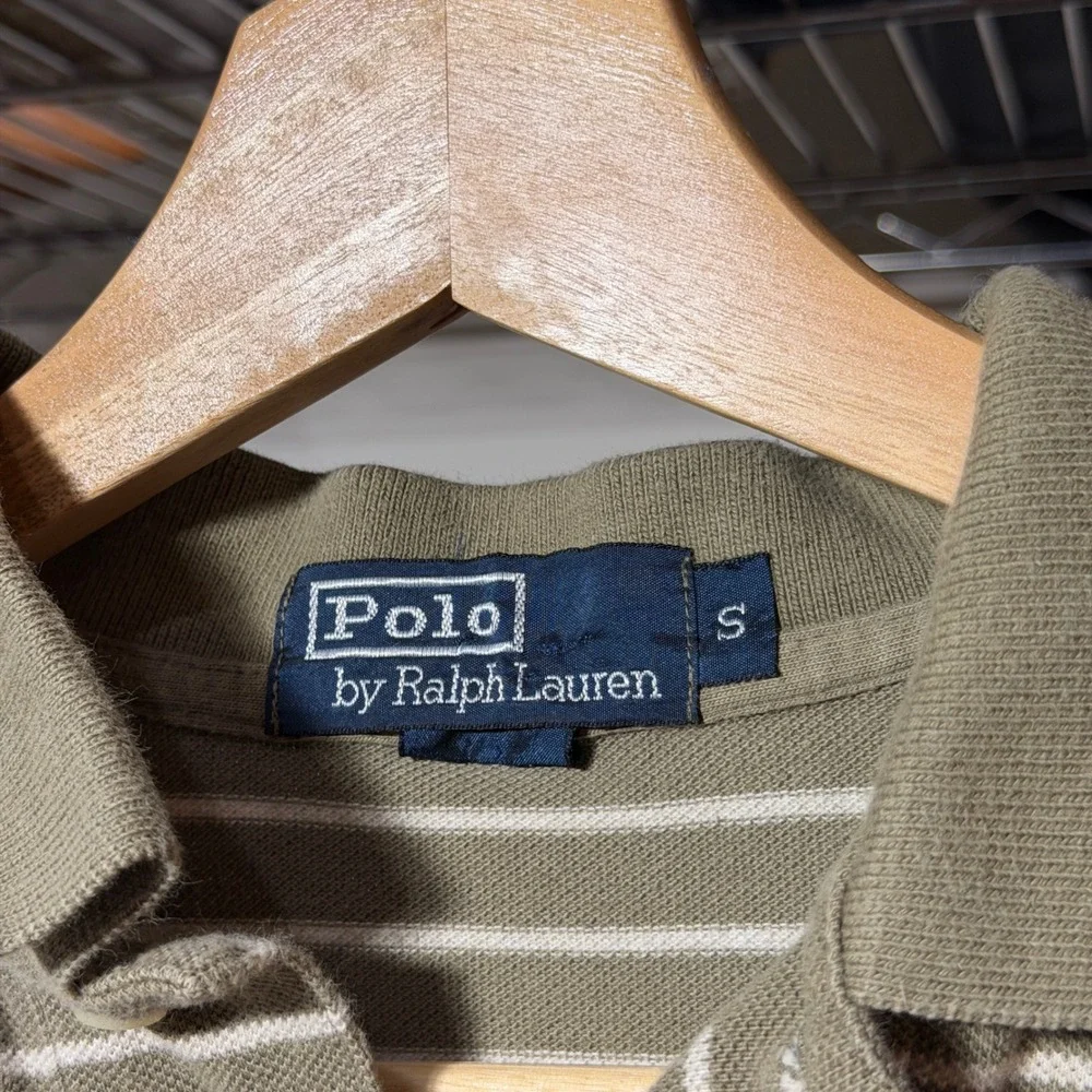 Polo Ralph Lauren Polo Mens S Olive Green Striped Short Sleeve Classic Pique
